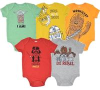 Star Wars Baby Boys 5 Pack Bodysuits Princess Leia Yoda Han Solo R2D2 C3PO 3-6 Months