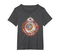 Star Wars BB-8 Episode 7 Join The Resistance T-Shirt, Damen Große Größen, Anthrazit Meliert, 1X