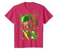 Star Wars Boba Fett Rift in The Matrix Laser-Light Show T-Shirt, Kinder, Rot Meliert, 92