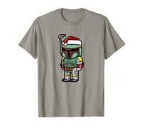 Star Wars Boba Fett Santa Hat Cartoon Style Christmas T-Shirt