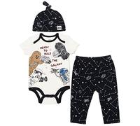 STAR WARS C-3PO Darth Vader Chewbacca Newborn Baby Boys 3 Piece Outfit Set: Cuddly Bodysuit Pants Hat White/Black 3-6 Months