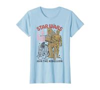 Star Wars Chewbacca R2-D2 C-3PO Join The Rebellion T-Shirt, Damen, Himmelblau, L