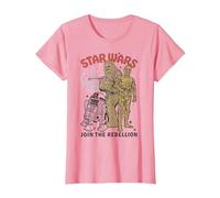 Star Wars Chewbacca R2-D2 C-3PO Join The Rebellion T-Shirt, Damen, Rosa, S