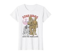 Star Wars Chewbacca R2-D2 C-3PO Join The Rebellion T-Shirt, Damen, Weiß, XS