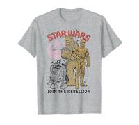 Star Wars Chewbacca R2-D2 C-3PO Join The Rebellion T-Shirt, Herren, Grau Meliert, XXL