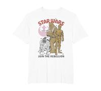 Star Wars Chewbacca R2-D2 C-3PO Join The Rebellion T-Shirt, Herren Große Größen, Weiß, 3X Tall