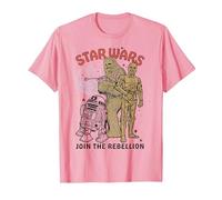 Star Wars Chewbacca R2-D2 C-3PO Join The Rebellion T-Shirt, Herren, Rosa, XXL