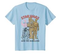 Star Wars Chewbacca R2-D2 C-3PO Join The Rebellion T-Shirt, Kinder, Himmelblau, 116