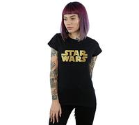 Star Wars Damen Gold Logo T-Shirt Schwarz X-Large