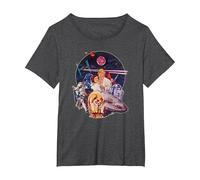 Star Wars Episode IV: A New Hope Vintage Movie Art T-Shirt, Damen Große Größen, Anthrazit Meliert, 3X