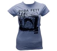Star Wars - Frauen T-Shirt Boba Fett Portrait - graumeliert M