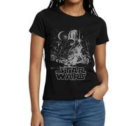 Star Wars Galaxie Mit Darth Vader Retro Frauen T-Shirt, M, Schwarz