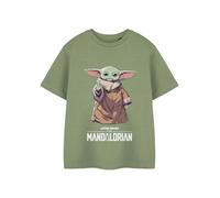 Star Wars Grogu Jungen Grünes T-Shirt | Mandalorian Grafik Kurzarm-T-Shirt Kinderbekleidung | Top mit „The Child“-Print für Teenager | Offiziell lizenzierte Ware