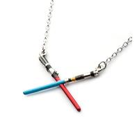 Star Wars Halskette mit gekreuzten Lichtschwertern, klein, Metall, kein Edelstein, Small, Metall, Kein Edelstein