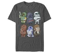STAR WARS Herren Doodles Grafik T-Shirt, Dunkelgrau meliert, XL