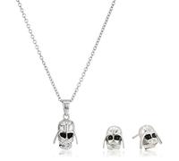 Star Wars Jewelry Darth Vader 3D-Ohrstecker und Halskette mit Anhänger aus 925er-Sterlingsilber, 45,7 cm, Sterlingsilber, 45,7 cm, Sterling-Silber, No_Stone