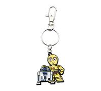 Star Wars Jewelry Unisex-Erwachsene R2-D2 und C-3PO Edelstahl-Schlüsselanhänger, Silber/Gelb, Einheitsgröße