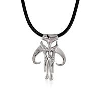 Star Wars Jewelry Unisex-Halskette mit Mandalorian-Symbol, Edelstahl, Lederband, 61 cm, 4 x 3 cm