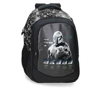 Star Wars Joumma Schulrucksack mit doppeltem Fach und Aufschrift "His Name Is Grogu", 34 x 46 x 21 cm, PVC, 32,84 l, Schwarz