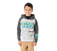 Star Wars Jungen Kapuzen Sweatshirt | Kinder Zweifarbiger Grafik Kapuzenpullover in Grau | Dark Side Stormtrooper Darth Vader Bekleidung Pullover im Graffiti-Stil | Sci-Fi-Film Charakter Merchandise