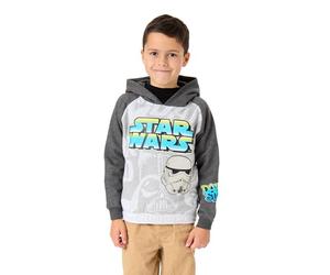 Star Wars Jungen Kapuzen Sweatshirt | Kinder Zweifarbiger Grafik Kapuzenpullover in Grau | Dark Side Stormtrooper Darth Vader Bekleidung Pullover im Graffiti-Stil | Sci-Fi-Film Charakter Merchandise