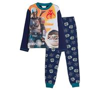 Star Wars Jungen Mandalorianer Pyjamas Kinder Baby Yoda The Child Ganze Länge Pjs-Set Nachtwäsche T-Shirt + Lounge-Hose, navy, 9-10 Years