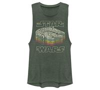 STAR WARS Junior's A New Hope Millennium Falcon Retro Rainbow Stack Festival Muscle Tee, Kiefer Htr, Mittel