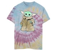 STAR WARS Kids' The Mandalorian Sketch Child Boys Short Sleeve Tee Shirt, BLU/PNK/LY, Large