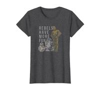 Star Wars Last Jedi Droids Rebels Have More Fun Gold T-Shirt, Damen, Anthrazit Meliert, XXL