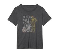 Star Wars Last Jedi Droids Rebels Have More Fun Gold T-Shirt, Damen Große Größen, Anthrazit Meliert, 3X