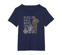 Star Wars Last Jedi Droids Rebels Have More Fun Gold T-Shirt, Damen Große Größen, Marineblau, 6X