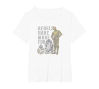 Star Wars Last Jedi Droids Rebels Have More Fun Gold T-Shirt, Damen Große Größen, Weiß, 6X
