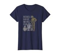 Star Wars Last Jedi Droids Rebels Have More Fun Gold T-Shirt, Damen, Marineblau, XS