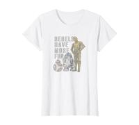Star Wars Last Jedi Droids Rebels Have More Fun Gold T-Shirt, Damen, Weiß, M