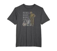 Star Wars Last Jedi Droids Rebels Have More Fun Gold T-Shirt, Herren Große Größen, Anthrazit Meliert, 3X Tall
