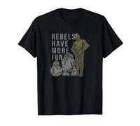 Star Wars Last Jedi Droids Rebels Have More Fun Gold T-Shirt, Herren, Schwarz, L