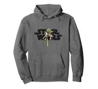 Star Wars Logo Jedi Master Yoda Lightsaber Pullover Hoodie, Unisex für Erwachsene, Anthrazit, M