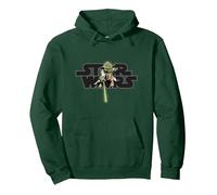 Star Wars Logo Jedi Master Yoda Lightsaber Pullover Hoodie, Unisex für Erwachsene, Waldgrün, XXL