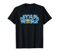 Star Wars Logo with Grogu & Blue Butterflies The Mandalorian T-Shirt