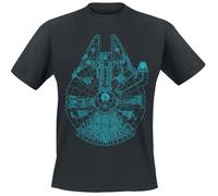 Star Wars Millenium Falcon Blueprint T-Shirt schwarz in XXL