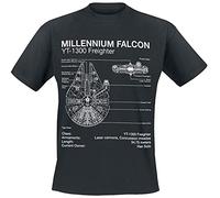 Star Wars Millenium Falcon Sketch T-Shirt schwarz in L