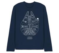 Star Wars Millenium Lines Unisex Long Sleeve T Shirt, Navy, Medium
