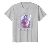 Star Wars: Obi-Wan Kenobi No Such Thing As Luck Portrait T-Shirt, Kinder, Silber, 152