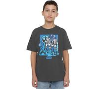 Star Wars Papercut R2D2 Unisex Kids T Shirt, Charcoal, 12-13 Years