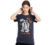 Star Wars R2D2 Marker Ladies T Shirt, Deep Navy, Large