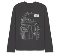 Star Wars R2D2 Outline Unisex Long Sleeve T Shirt, Charcoal, Medium