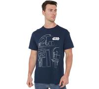 Star Wars Herren R2d2 Outline T-Shirt, Marineblau, L