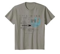 Star Wars Rebel X-Wing Starfighter Schematic T-Shirt, Kinder, Schiefergrau, 128