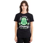 Star Wars St Patrick's Day Vader Strong Luck Ladies T Shirt, Black, X-Large