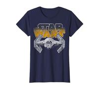 Star Wars Super Retro Tie Fighter Classic Logo T-Shirt T-Shirt, Damen, Marineblau, M